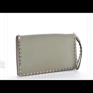 Valentino green rock stud clutch